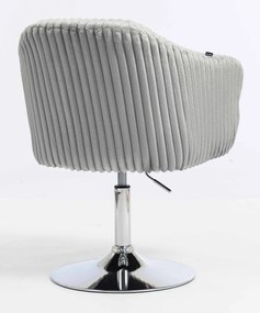 HR832N Scaun Gri Teddy Cord cu Bază Cromata