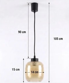 Brilagi - Pendul LED pe cablu R GLASS 1xE27/60W/230V Ø 14 cm negru/maro fumuriu