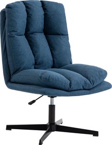 HOMCOM Fotoliu de salon rotativ 360° Înălțime reglabilă Șezut lat Tapițerie din in Bază metalică Albastru închis | Aosom Romania