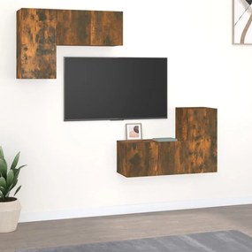 3120272 vidaXL Set dulapuri TV, 4 piese, stejar fumuriu, lemn prelucrat