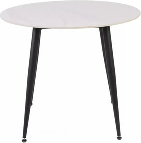 Masa rotunda de dining RION 90 cm cu blat din ceramica, marmura alba