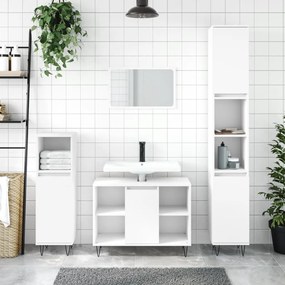 vidaXL Set mobilier de baie, 3 piese, alb, lemn compozit