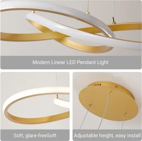 Brilagi - Lustră LED reglabilă suspendată pe cablu INFINITY LED/80W/230V 80x80 cm aurie + telecomandă
