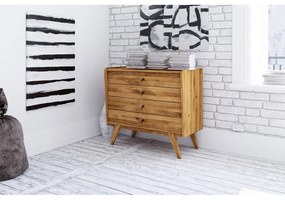 Comodă joasă din lemn de stejar 100x90 cm Retro - The Beds