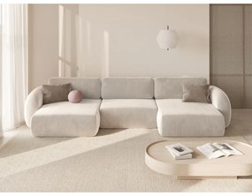 Colțar crem extensibil/cu spațiu de depozitare cu tapițerie din catifea (în formă de "U") Tonale – Cosmopolitan Design