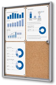 Vitrina informații interioare Economy 4 x A4 - spate plută, aluminiu