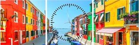 Tablou - Insula Burano, Veneția, Italia (cu ceas) (90x30 cm)