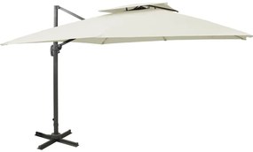 vidaXL Umbrelă în consolă cu înveliș dublu, nisipiu, 300x300 cm