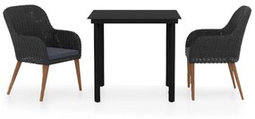 3099505 vidaXL Set mobilier de grădină cu perne, 3 piese, negru