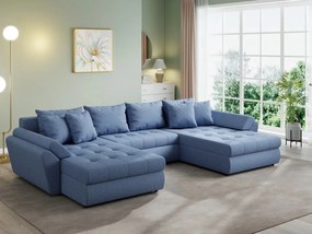 Colțar extensibil  dumonde cu ladă de depozitare si sezut confortabil din spuma high-density, Loana U Enjoy Blue 355x185 cm