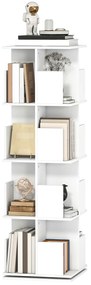 HOMCOM Bibliotecă rotativă cu 4 niveluri, etajeră de depozitare cu 16 compartimente, 39 x 39 x 128,3 cm, alb | Aosom Romania