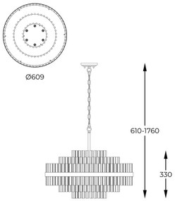 Lustră pe lanț Zuma Line P0567-12A-2GAC CONSTANTINOPLE 12xG9/28W/230V auriu