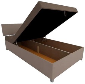 Pat tapițat DALLAS 108 x 205 cm, reglabil, cu spațiu de depozitare, maro/maro închis