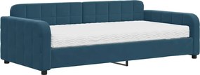 vidaXL Pat de zi cu saltea, albastru, 100x200 cm, catifea