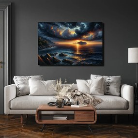 Tablou apus dramatic de soare la mare