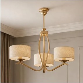 Brilagi - Lustră pe tijă SAPHIRE 3xE27/15W/230V Ø 66 cm crem/auriu/patină