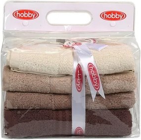 Set 4 prosoape din bumbac Rainbow Brown, 50 x 90 cm, maro