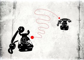 Tablou pe sticlă - Desen de telefon în stilul lui Banksy (70x50 cm)