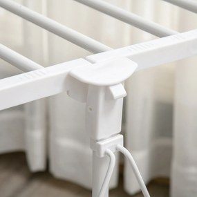 HOMCOM Suport pentru Îmbracaminte şi pentru Rufe Extensibil, 2 Paliere, Înaltime reglabila şi Roţi, 88-157x50x95-160cm, Alb