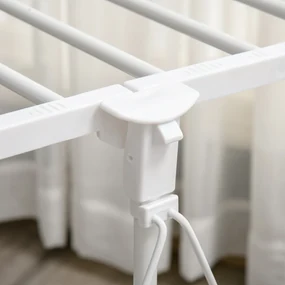 HOMCOM Suport pentru Îmbracaminte şi pentru Rufe Extensibil, 2 Paliere, Înaltime reglabila şi Roţi, 88-157x50x95-160cm, Alb