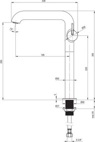 SILIA - Baterie Înaltă pentru Chiuvetă cu Pipă Dreptunghiulară, Bronz Periat (BQS_C24K)