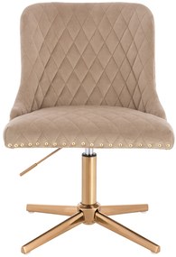 HR940CROSS Scaun Latte din Catifea cu Bază Aurie
