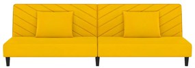 Canapea extensibila cu 2 locuri, 2 perne, galben, catifea Galben, Fara scaunel pentru picioare Fara scaunel pentru picioare