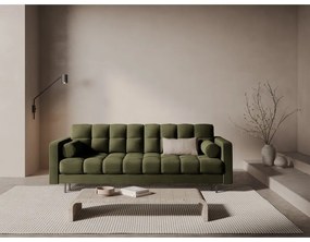 Canapea verde extensibilă, cu spațiu de depozitare cu tapițerie din catifea 222 cm Bali – Cosmopolitan Design