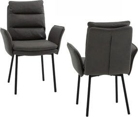 Scaun tip fotoliu Ramon, piele ecologica, structura metalica - GRI ANTRACIT