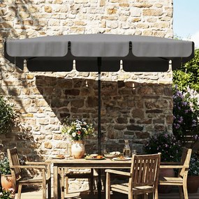 Outsunny Umbrelă de soare dreptunghiulară umbrelă pentru balcon cu înclinare în 3 trepte, mecanism cu manivelă, umbrelă de plajă cu 8 spițe 183x122x222 cm Gri închis | Aosom Romania