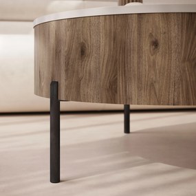 Mazzoni FRIDA Bej Taupe / Nuc Elegant – MĂSUȚĂ DE CAFEA MODERNĂ CU BLAT RABATABIL ȘI SPAȚIU DE DEPOZITARE