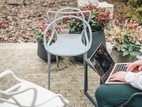 Set 4 bucati scaune din plastic KATO gri deschis