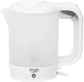 Cana electrica Adler AD 1381, 900W, 0,5 L, 2 cani si lingura, Protectie fierbere fara apa, Alb