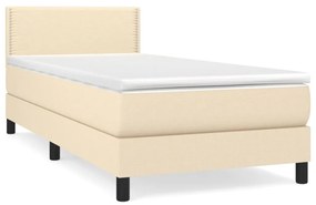 3139934 vidaXL Pat box spring cu saltea, crem, 80x200 cm, textil