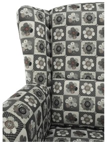 Fotoliu cu taburet, material textil în stilul patchwork N1, ASTRID