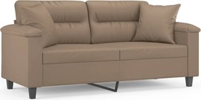 vidaXL Canapea cu 2 locuri cu pernuțe, cappuccino, 140 cm, piele eco.