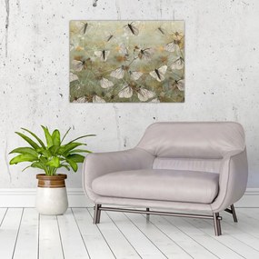 Tablou pe sticlă - Vintege fluturi (70x50 cm)