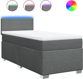 vidaXL Pat box spring cu saltea, gri închis, 80x200 cm, textil