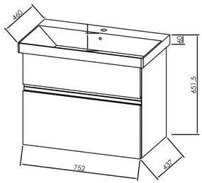 Set mobilier suspendat si lavoar Kolpasan, Oxana, 80 cm, alb