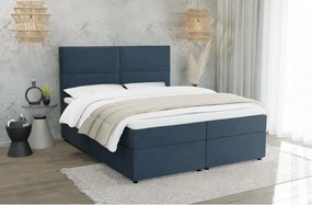 Pat boxspring albastru închis cu spațiu de depozitare 180x200 cm Rico – Ropez