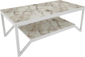 Masuta cafea Flora, bej cu efect de marmura/alb, PAL melaminat, 120x60