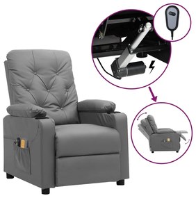 vidaXL Fotoliu de masaj electric, gri, piele ecologică
