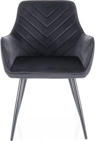 Scaun FIG, negru, stofa catifelata/metal, 57x47x85 cm