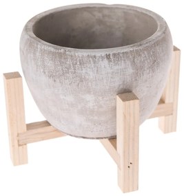 Ghiveci din beton cu suport din lemn Dakls Natural, ø 16,8 cm, gri
