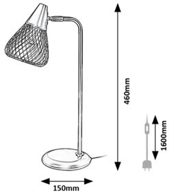 Veioza, lampa de masa design industrial Fanny negru, auriu