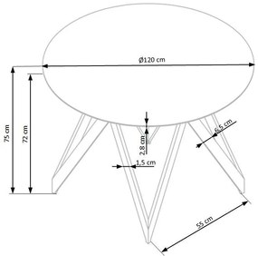 Set masa rotunda Mozambik ø120 cm + 4 scaune K373 gri