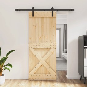 vidaXL Ușă glisantă cu set de feronerie 85x210 cm, lemn masiv de pin