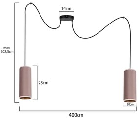 Lustr AVALO 2xE27/60W/230V, cablu, roz/maro, model păianjen
