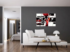 Tablou picuturii cu damă străveche (90x60 cm)