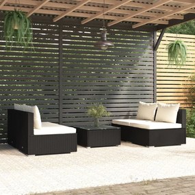 3101439 vidaXL Set mobilier de grădină cu perne, 5 piese, negru, poliratan